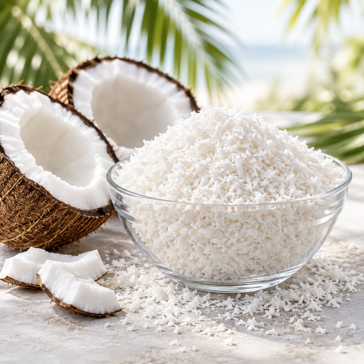 Bowl of coconut flakes
